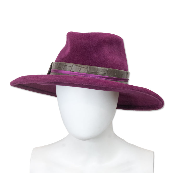 Marzi Purple Wool Wide Brim Hat