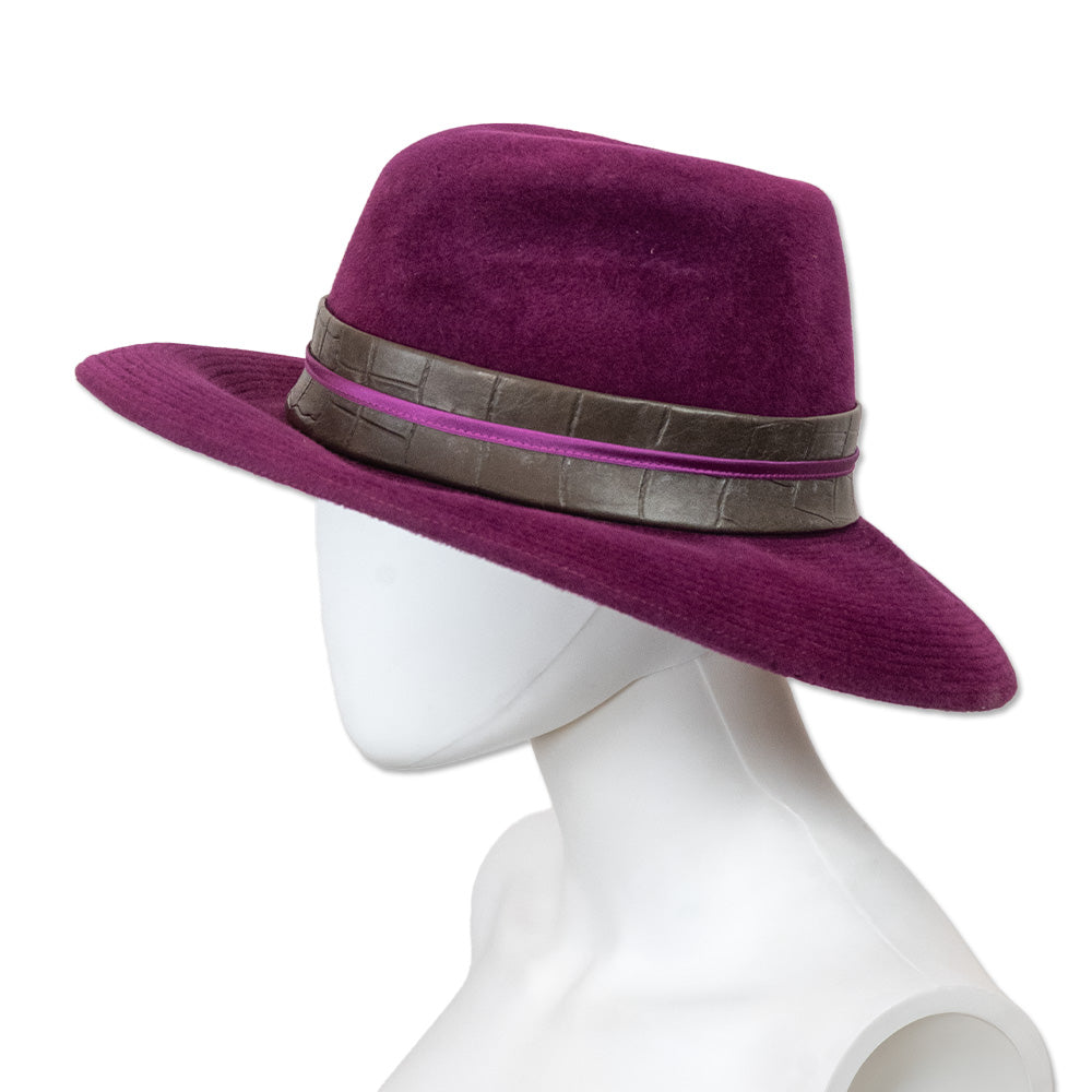 Marzi Purple Wool Wide Brim Hat