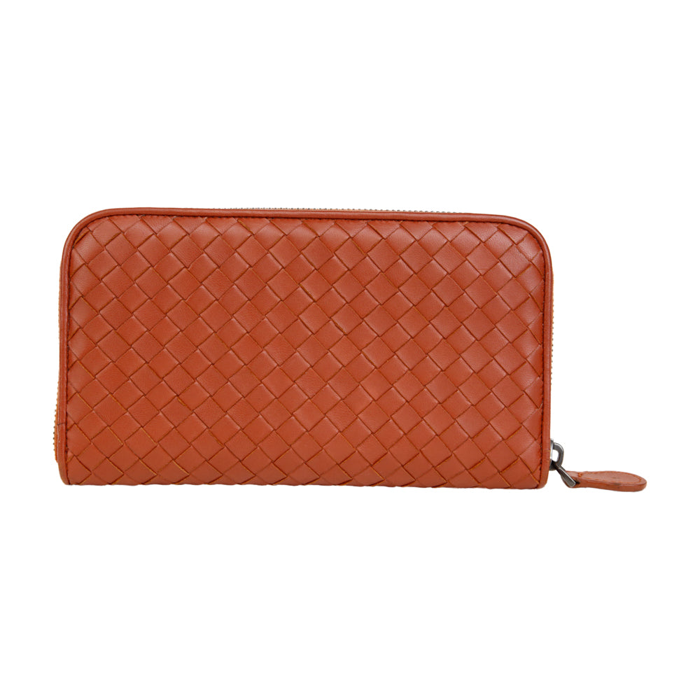 Bottega Veneta Rust Intrecciato Leather Continental Wallet