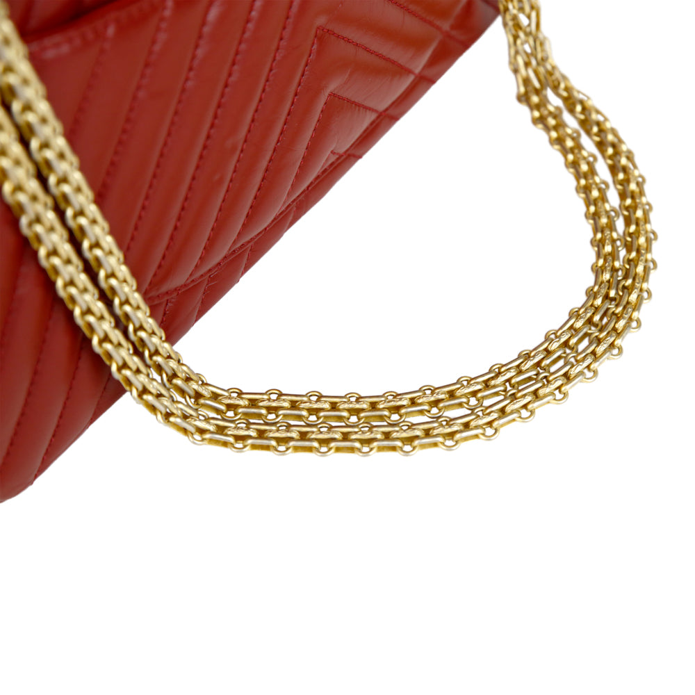 Chanel Red Aged Calfskin Reissue 225 Double Flap Bag