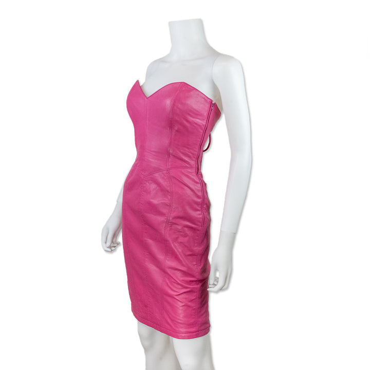 Michael Hoban North Beach Pink Leather Corset Dress