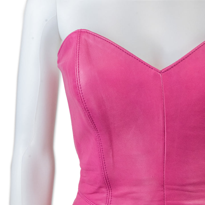 Michael Hoban North Beach Pink Leather Corset Dress