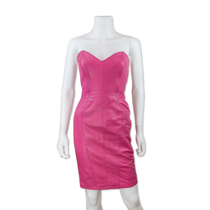 Michael Hoban North Beach Pink Leather Corset Dress