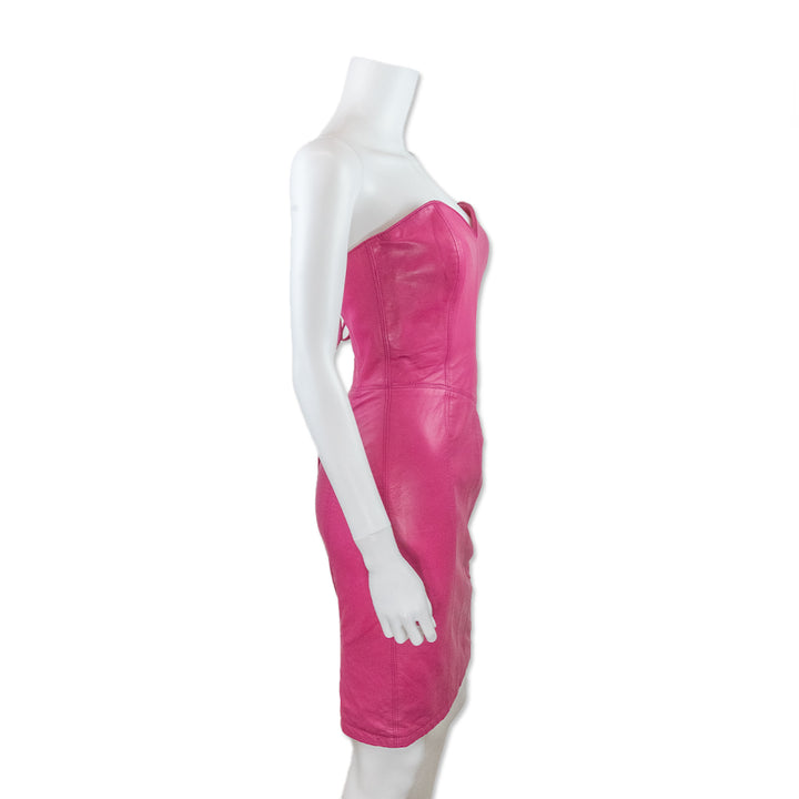 Michael Hoban North Beach Pink Leather Corset Dress