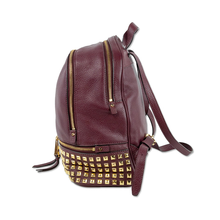 Michael Kors Burgundy Leather Gold Studded Backpack