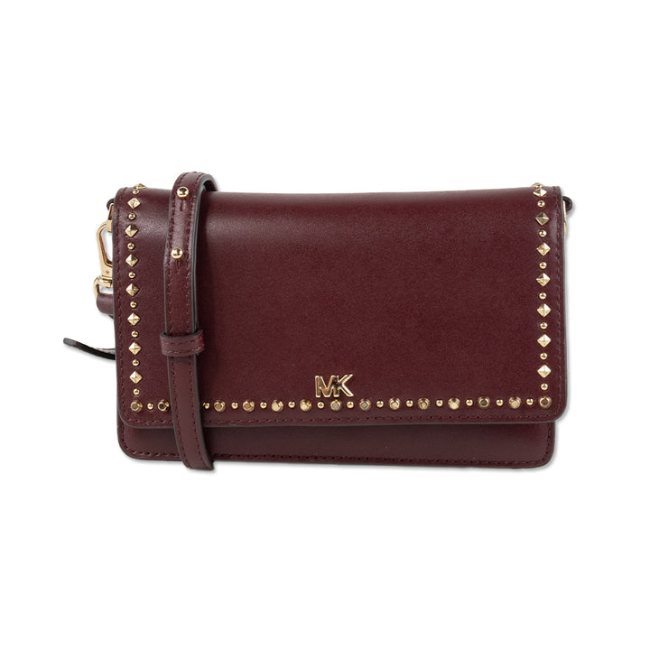 Michael Kors Maroon Leather Crossbody with Gold Studs