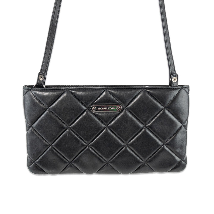 Michael Micahel Kors Black Diamond Quilted Leather Small Shoulder Bag