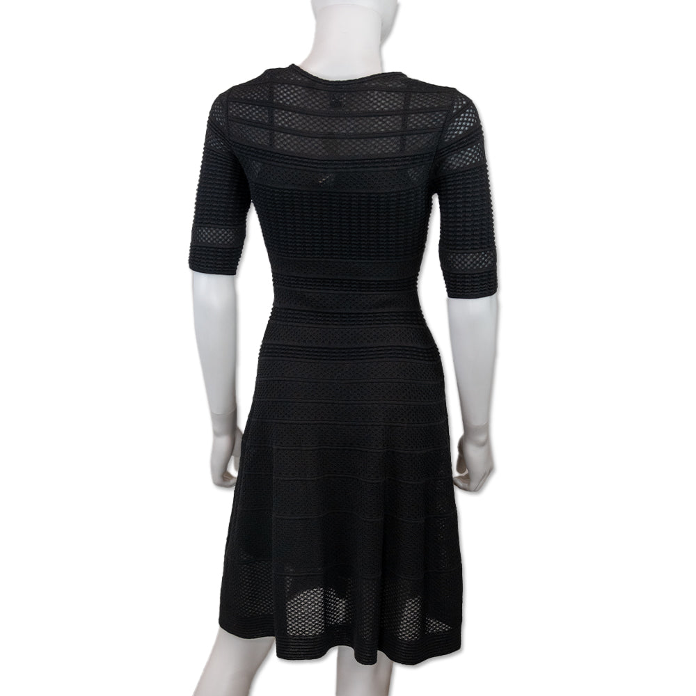 Missoni Black Short Sleeve Flare Knit Midi Dress