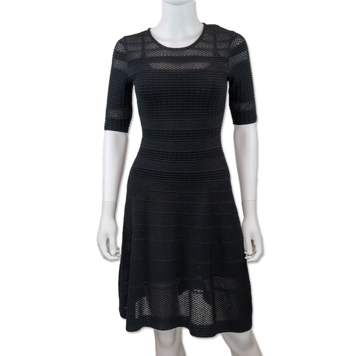 Missoni Black Short Sleeve Flare Knit Midi Dress