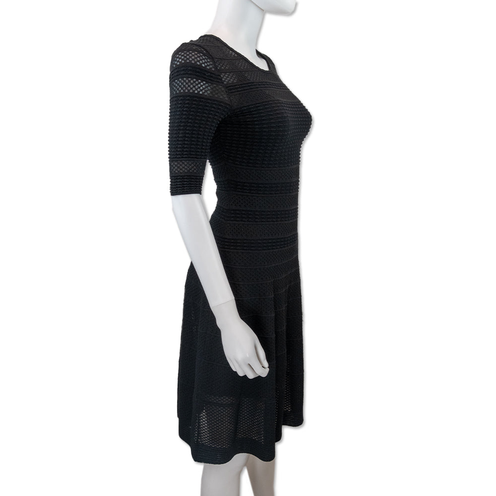 Missoni Black Short Sleeve Flare Knit Midi Dress