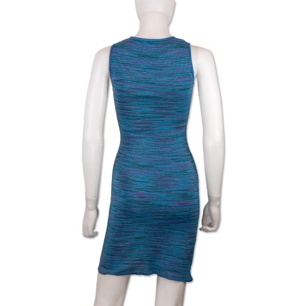 Missoni Blue Multi Striped Knit Sleevless Midi Dress