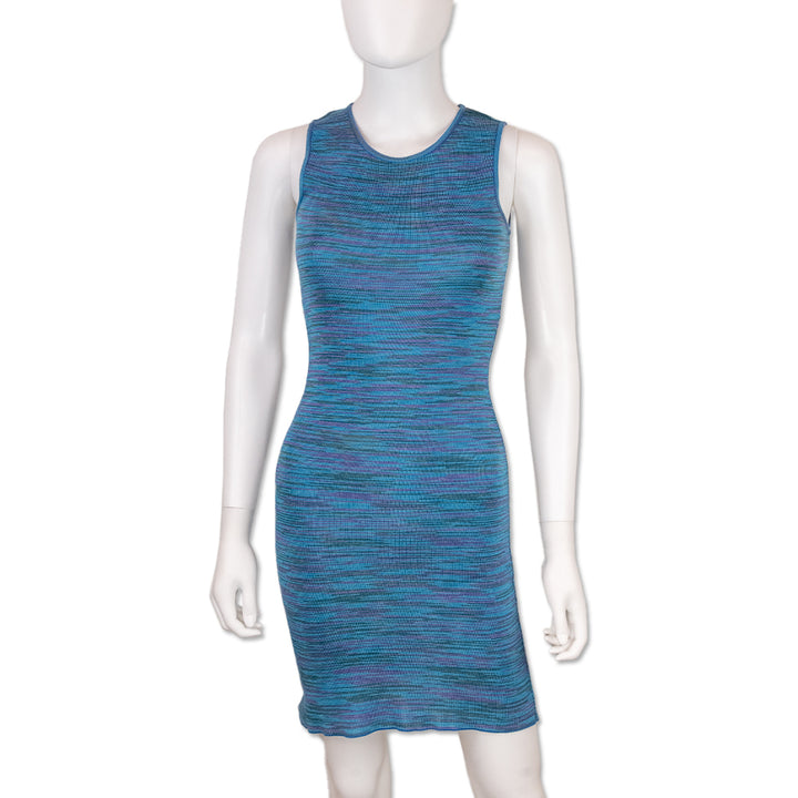 Missoni Blue Multi Striped Knit Sleevless Midi Dress