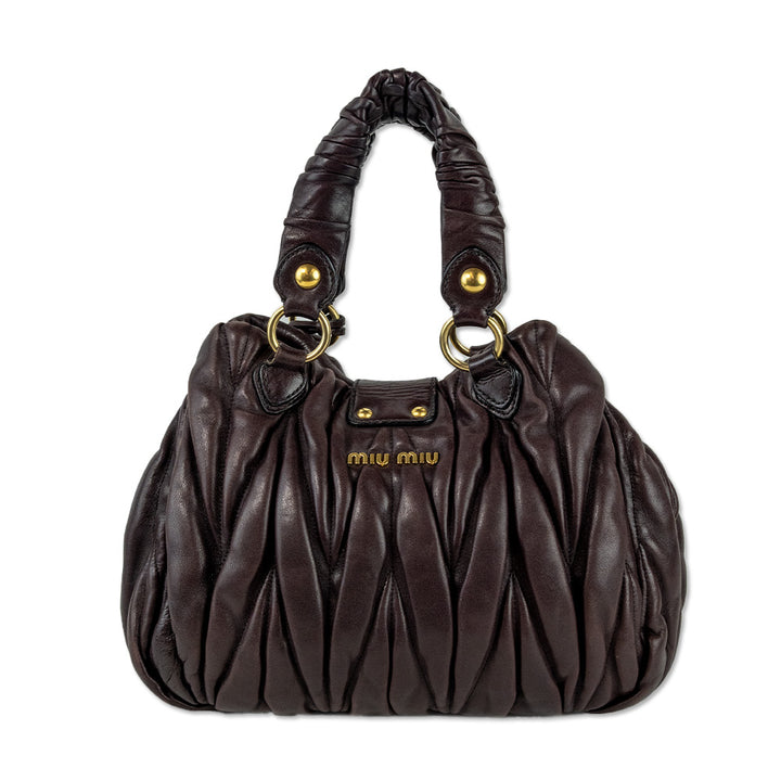 Miu Miu Plum Nappa Matelasse Leather Shopping Bag