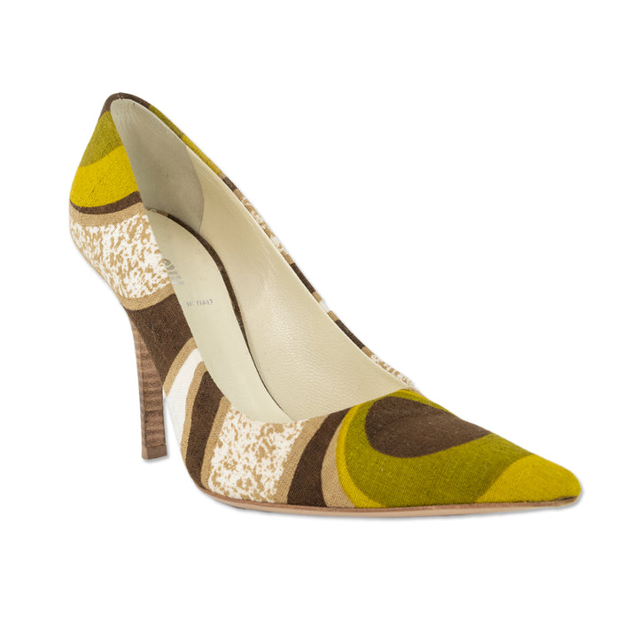 Miu Miu Pointed Toe Retro Printed Pumps