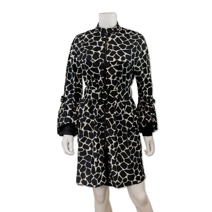 Moncler Godard Giraffe Print Belted Trench