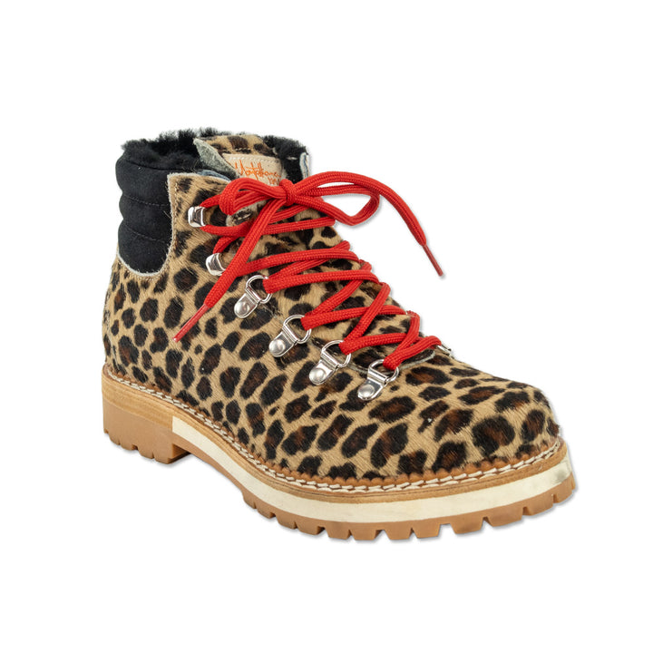 Montelliana Cheetah Print Calf Hair Shearling-Lined Hiking Boots