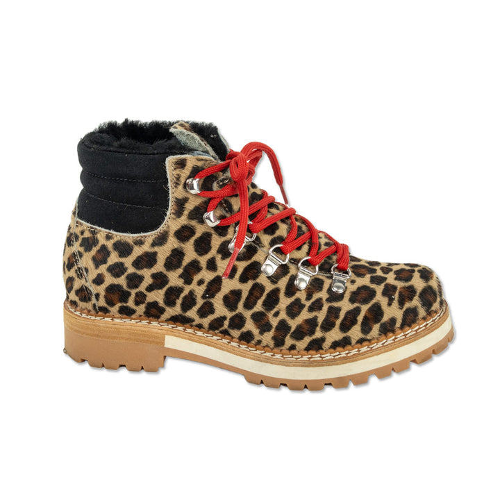 Montelliana Cheetah Print Calf Hair Shearling-Lined Hiking Boots