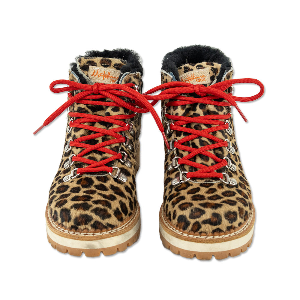 Montelliana Cheetah Print Calf Hair Shearling-Lined Hiking Boots