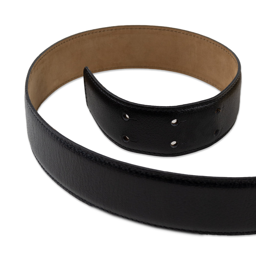 Moschino Black Leather Belt with Gold Logo