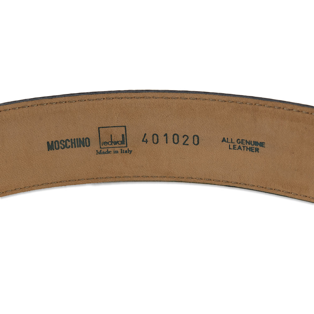 Moschino Black Leather Belt with Gold Logo