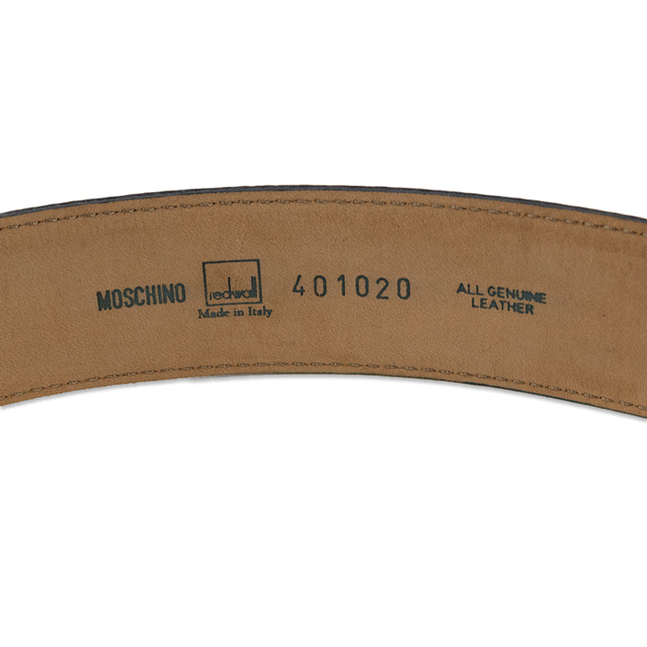 Moschino Black Leather Belt with Gold Logo