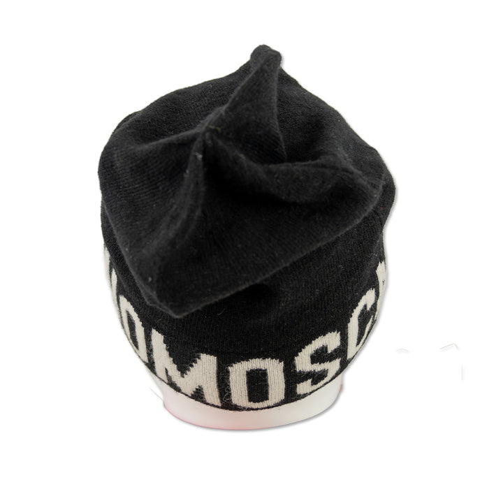 Moschino Black Logo Wool-Blend Beanie