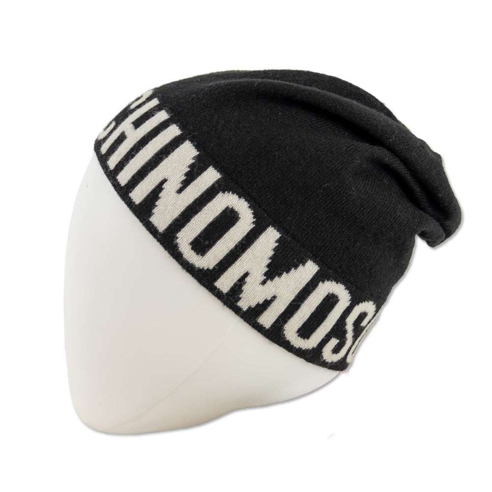 Moschino Black Logo Wool-Blend Beanie