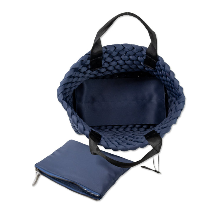 Naghedi Blue Woven Oslo Nylon Tote with Pouch