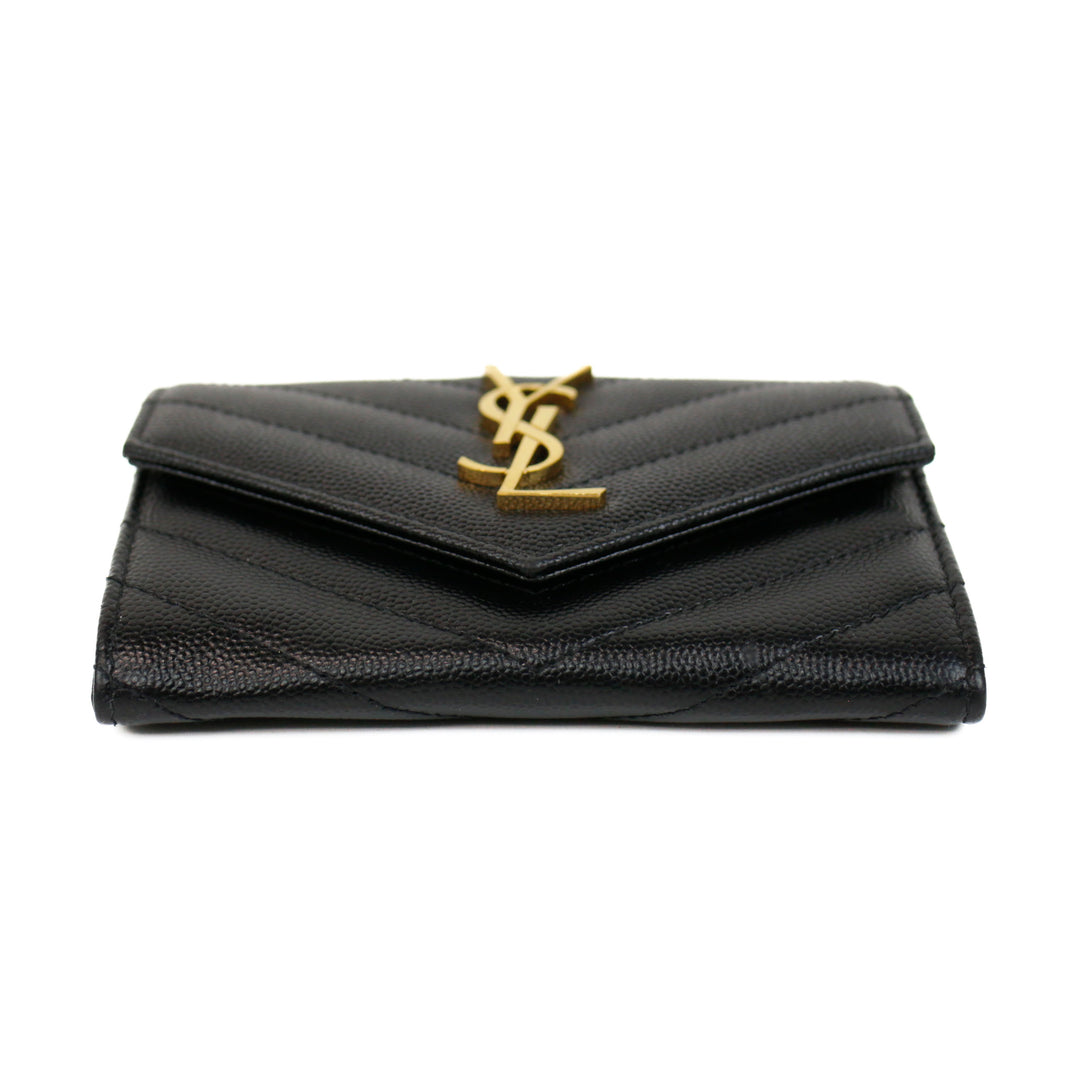 Saint Laurent Black Cassandre Matelassé Small Wallet