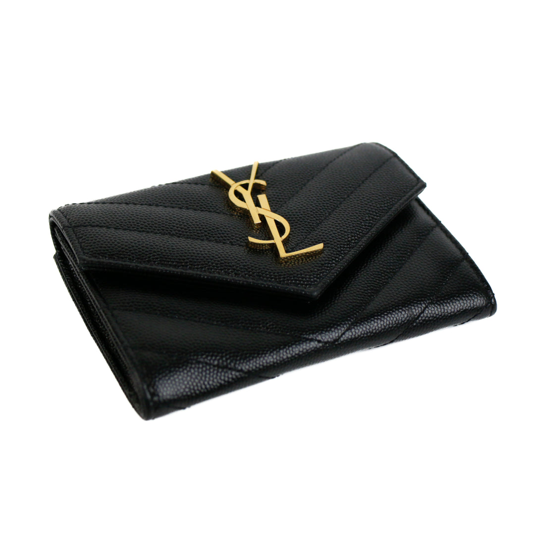 Saint Laurent Black Cassandre Matelassé Small Wallet