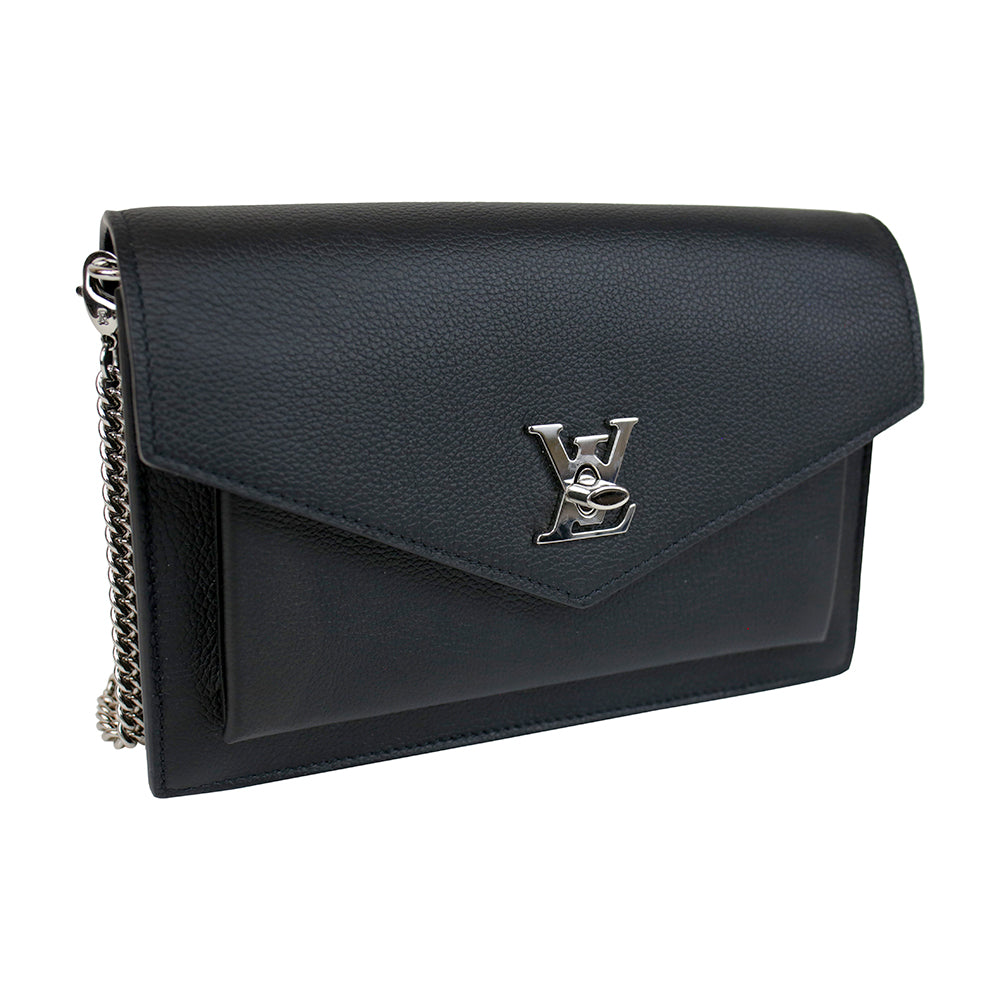 Louis Vuitton Mylockme Chain Pochette Black Leather Bag