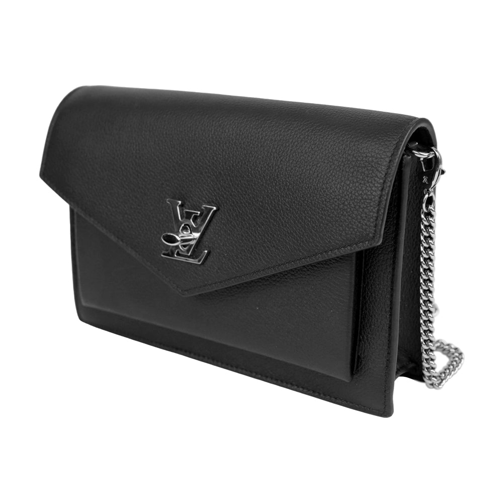 Louis Vuitton Mylockme Chain Pochette Black Leather Bag