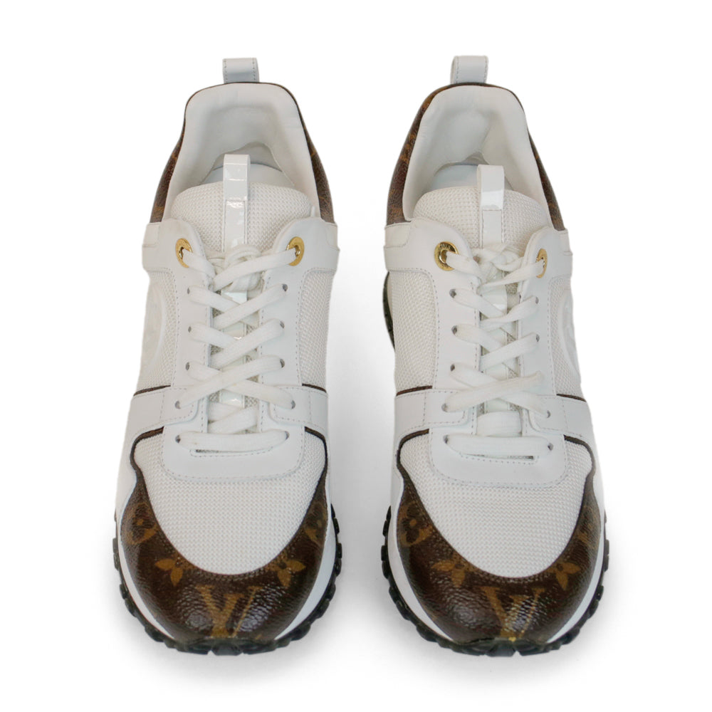 Louis Vuitton Run Away White Leather 
Monogram Sneakers