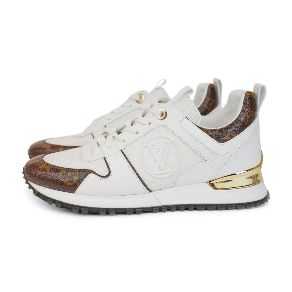 Louis Vuitton Run Away White Leather 
Monogram Sneakers