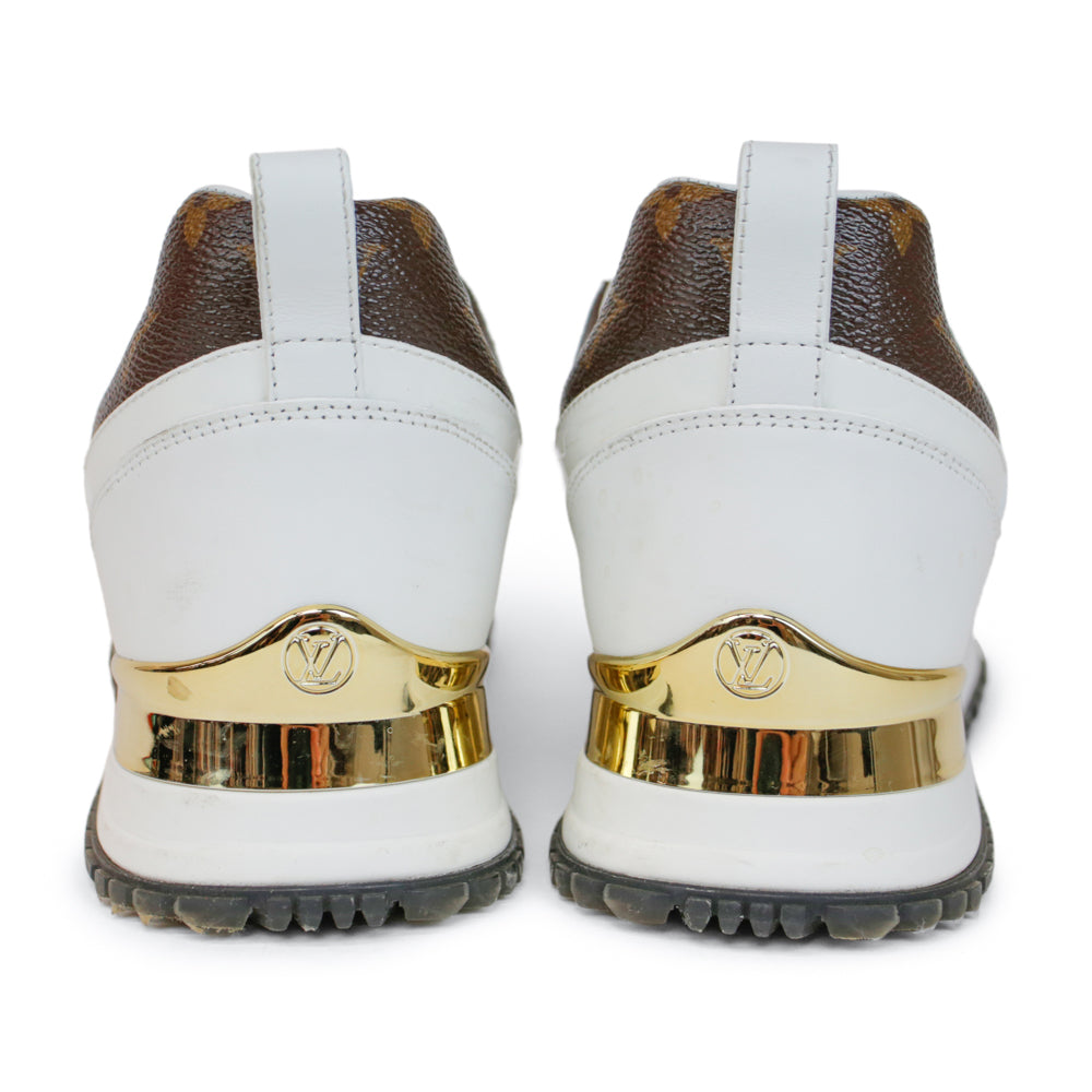 Louis Vuitton Run Away White Leather 
Monogram Sneakers