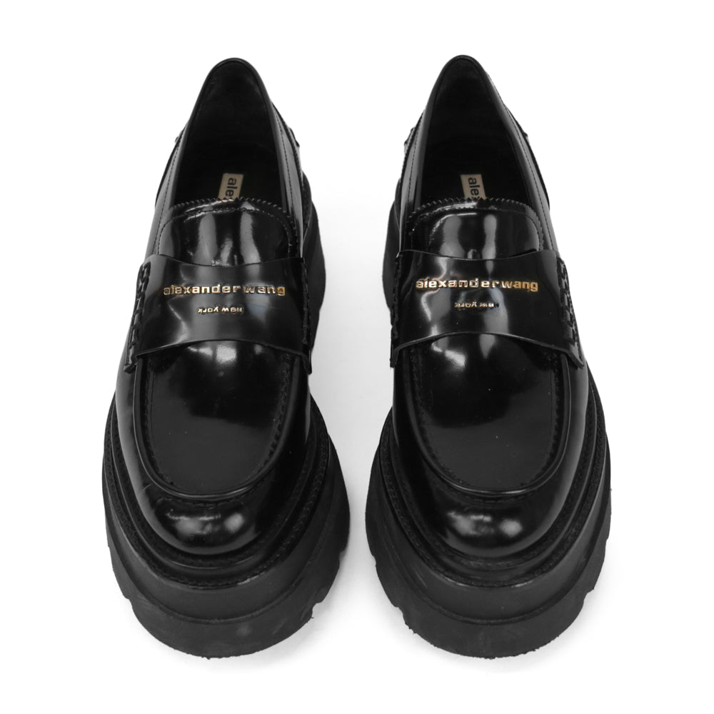 Alexander Wang Black Leather Carter Platform Loafers