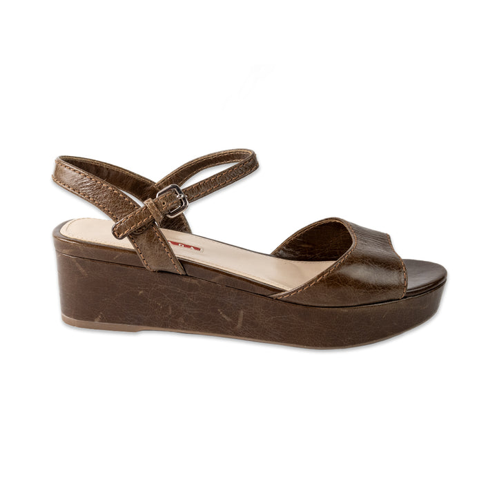 Prada Brown Leather Platform Sandals