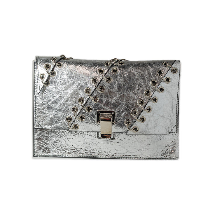 PROENZA SCHOULER SILVER PIERCED CLUTCH