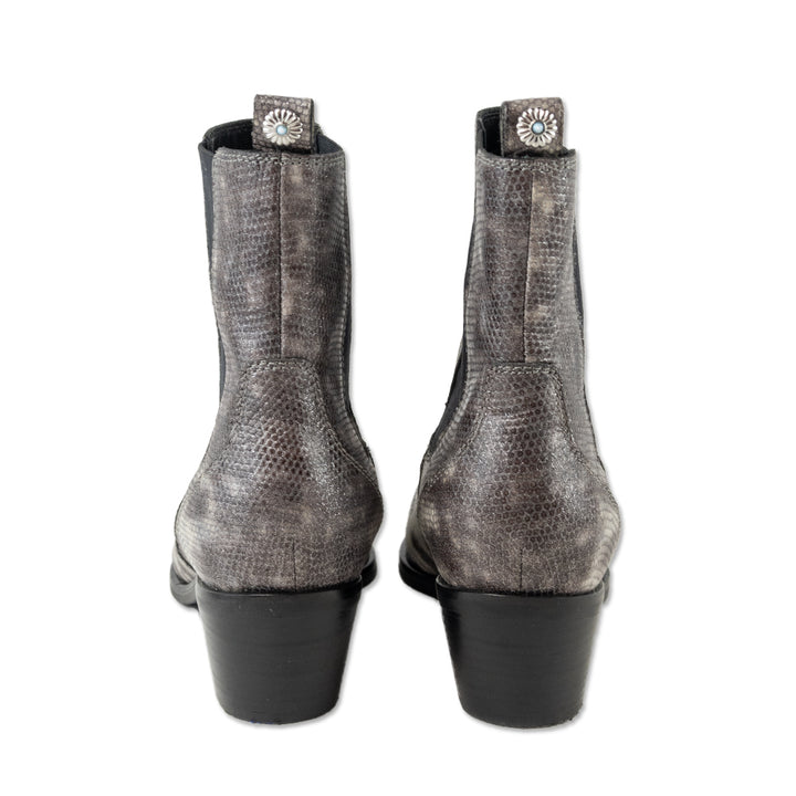 Paige Gray Glitter Snakeskin Print Chelsea Boots