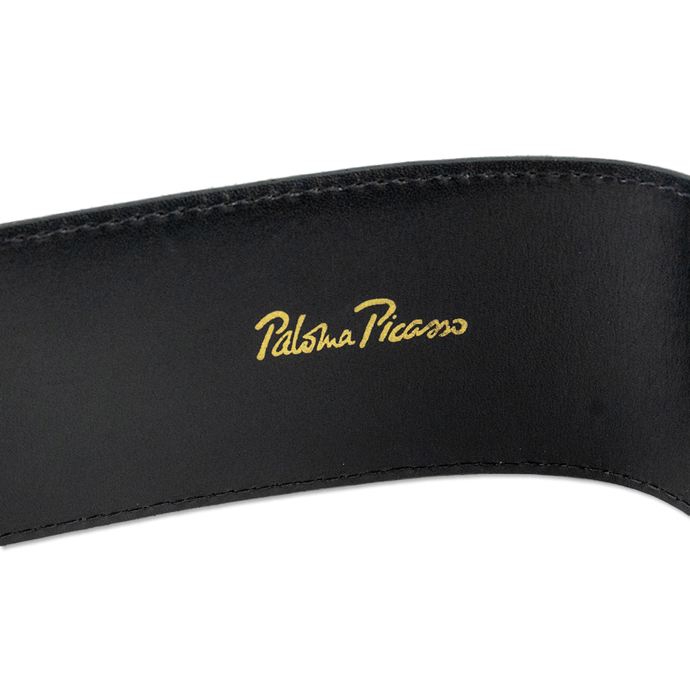 Paloma Picasso Black Suede Gold Chain Buckle Wide Belt