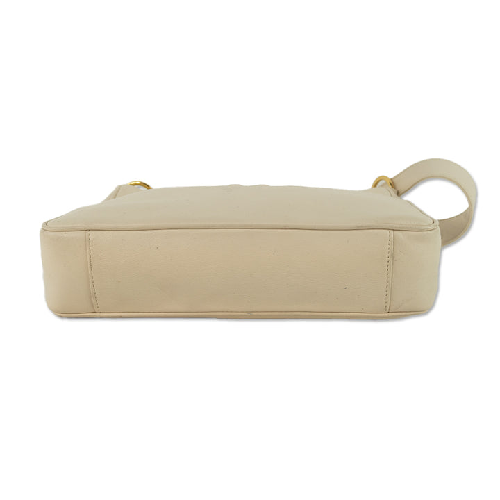 Paloma Picasso Cream Leather Debossed Logo Shoulder Bag