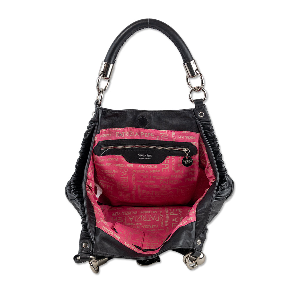 Parizia Pepe Black Leather Shoulder Bag