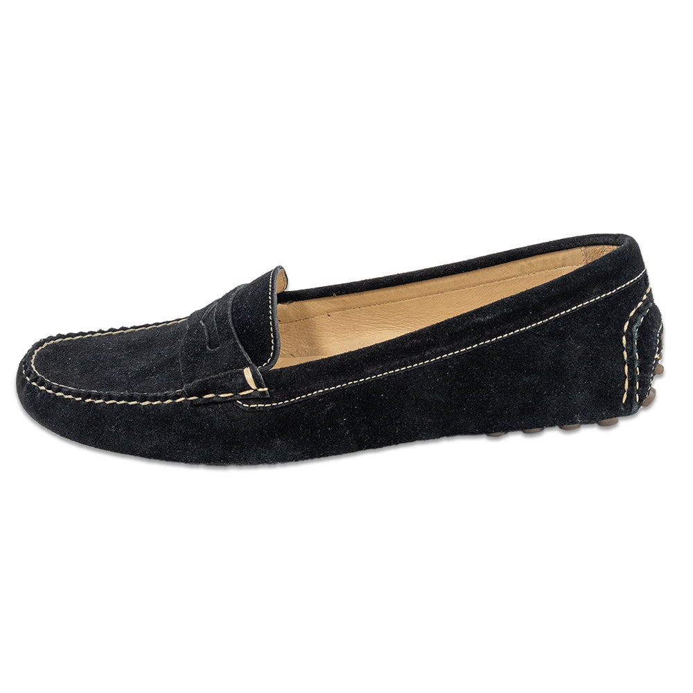 Peter Millar Black Suede Penny Drivers