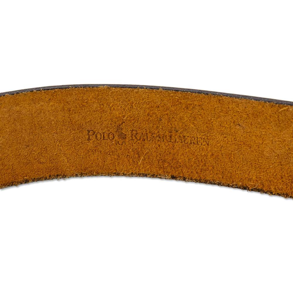 Polo Ralph Lauren Brown Leather Belt with Brass Toned Hardware