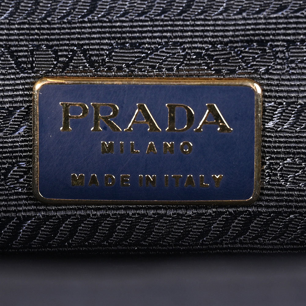 Prada Vintage Navy Nylon Gold Handle Bag