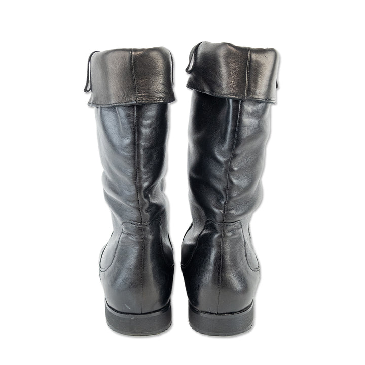 Prada Black Padded Leather Calf Boots