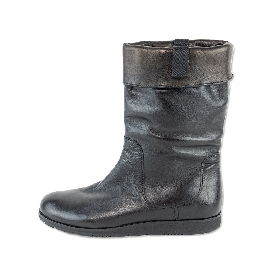 Prada Black Padded Leather Calf Boots