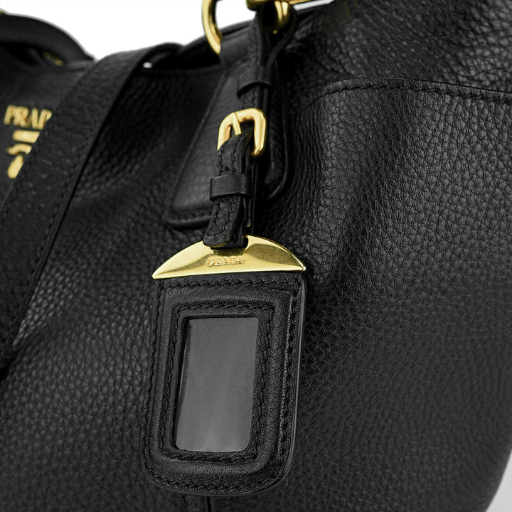 Prada Black Pebbled Leather Tote Bag