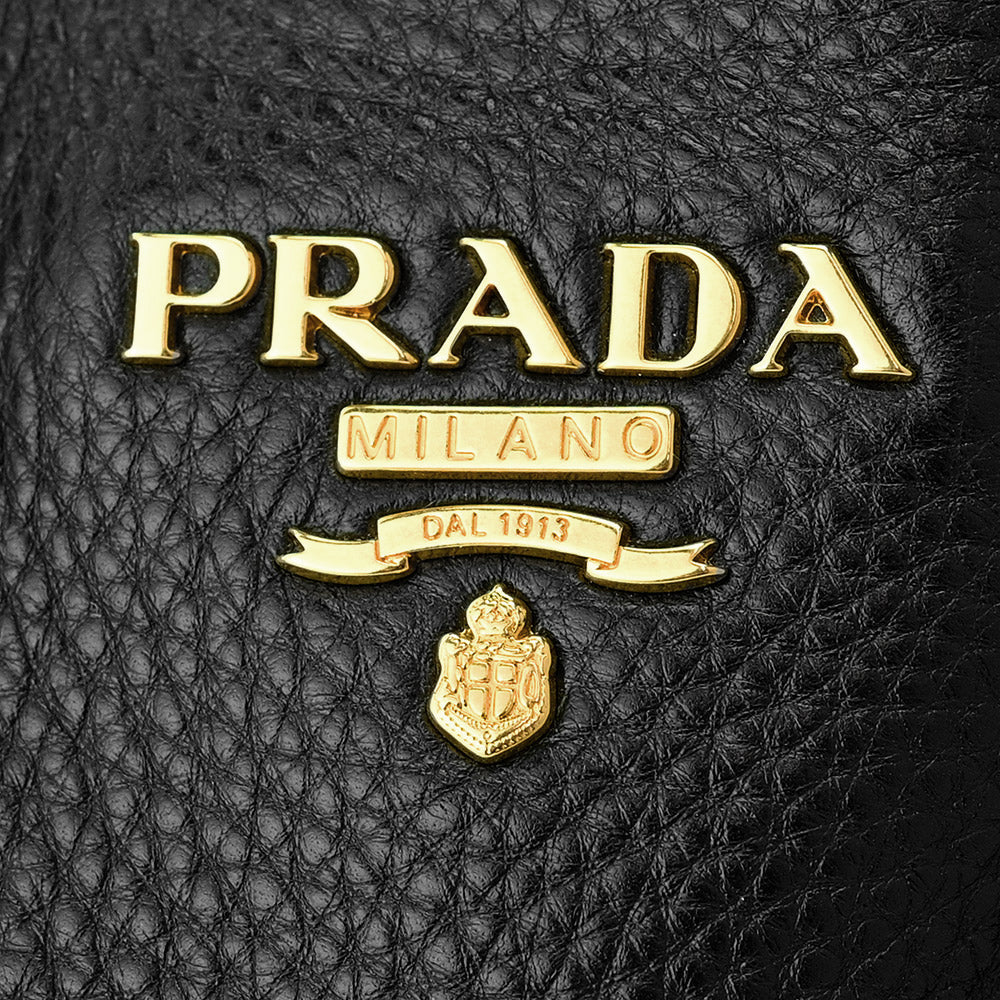 Prada Black Pebbled Leather Tote Bag