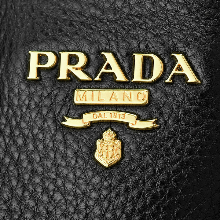 Prada Black Pebbled Leather Tote Bag